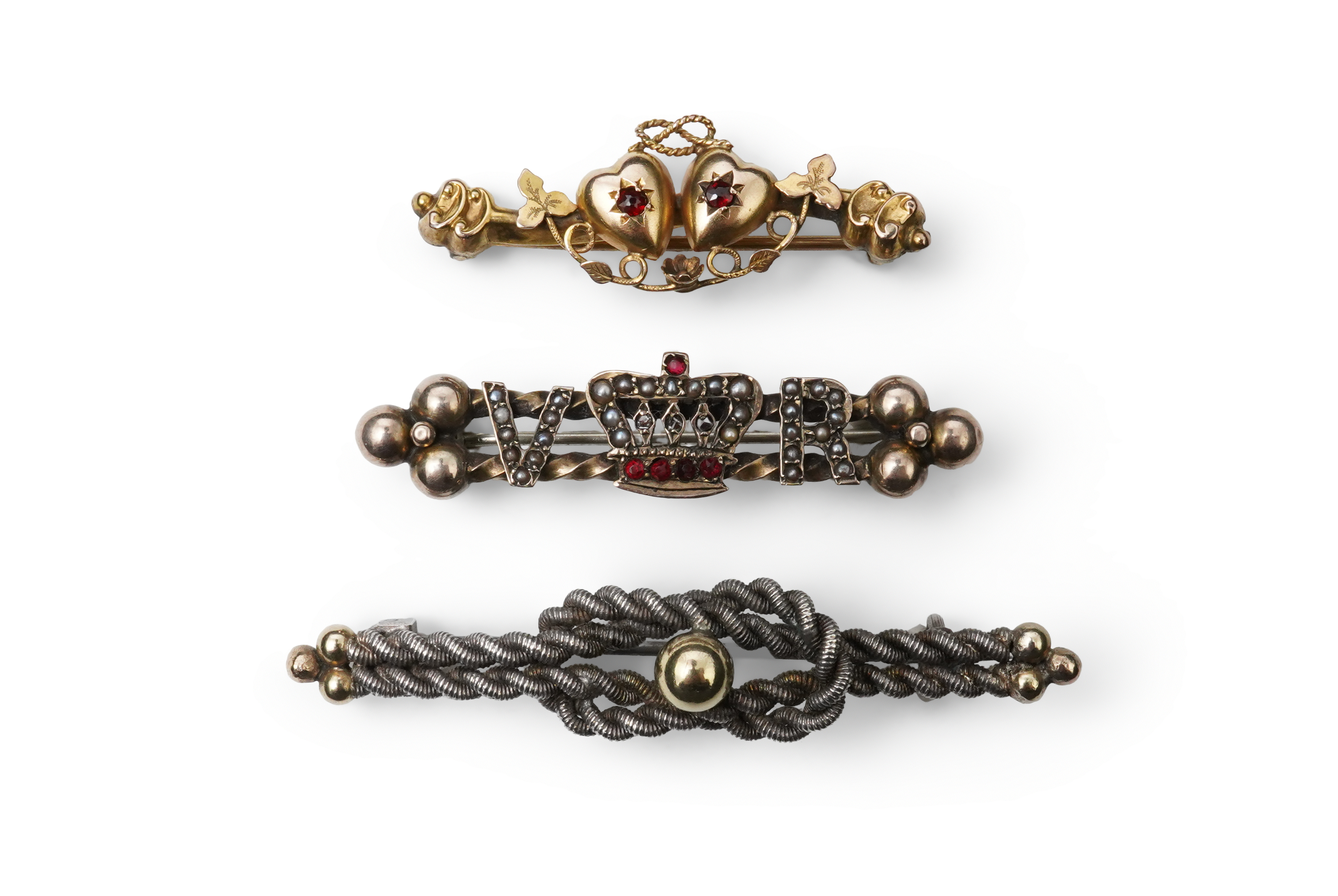 Three late Victorian bar brooches, circa 1900